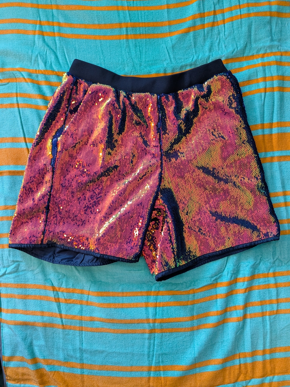 ASOS Pink & Gold Sequin Party Shorts with Elastic Waist